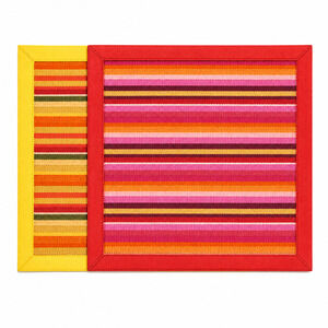 KIM SEYBERT SET OF 2 STRIPE SQUARE BEADED PLACEMATS NEIMAN MARCUS $100 AUTHENTIC